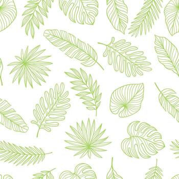 Pattern with abstract linear palm leaves. Decorative image of tropical foliage and plants. vector