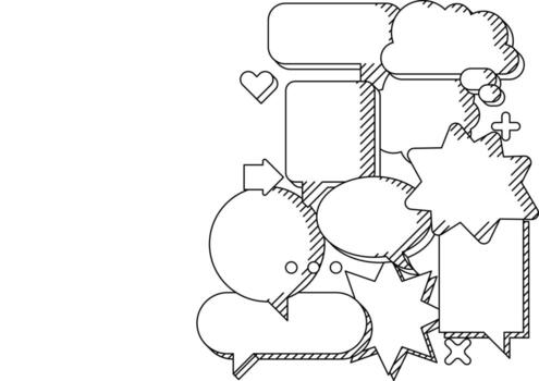 Background with abstract speech bubbles. Decorative abstract objects in line art style. vector