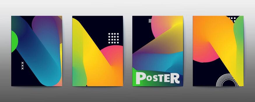 Abstract Gradient Posters with Fluid Shapes for Modern Design and Art vector