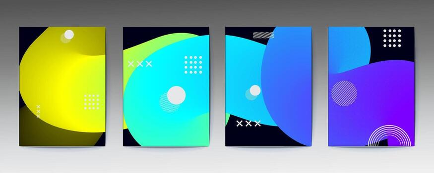 Abstract colorful background set with geometric shapes and modern design vector