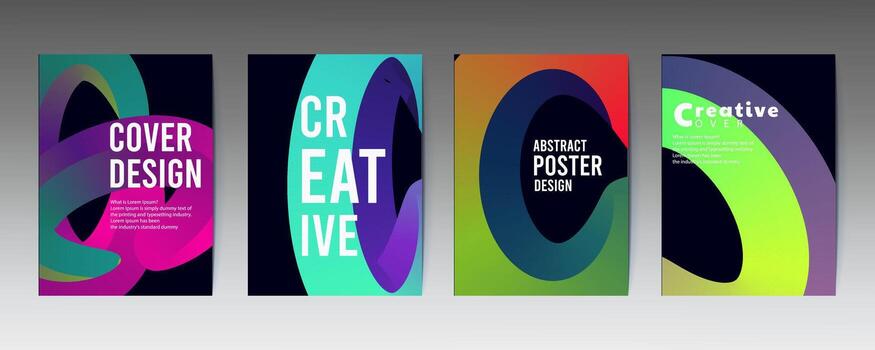 resumen gráfico diseño póster conjunto con fluido formas y texto vector