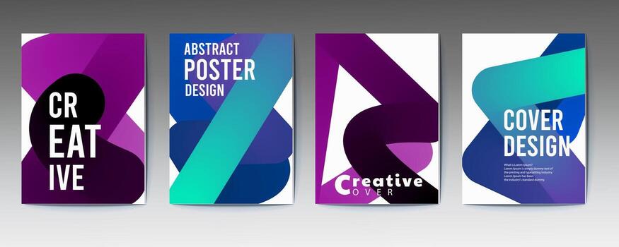 Set of creative colorful abstract posters with modern geometric design vector