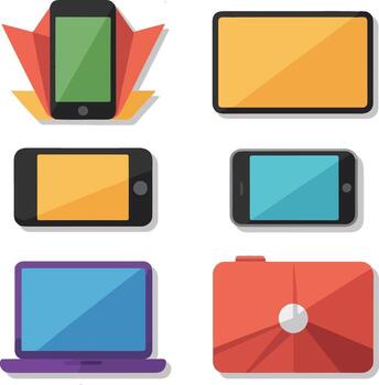 web design and mobile app illustration with business and technology symbols vector