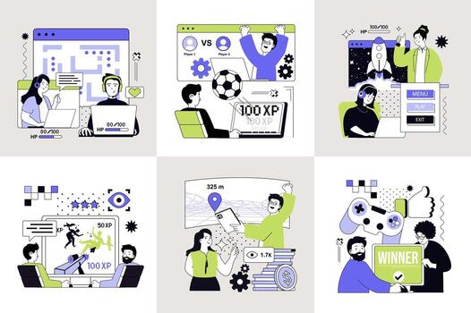 Multiplayer gaming graphics and interactions vector