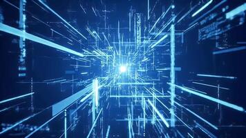 trogen abstrakt data ström visualisera digital information i en virtuell nätverk hög tech bakgrund video