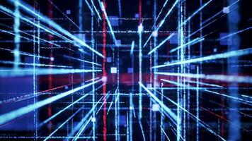 Data Flow Abstract Digital Network Background with Glowing Lines and Blocks video