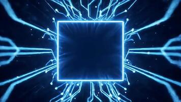 astratto blu tecnologia sfondo con piazza telaio moderno digitale interfaccia video