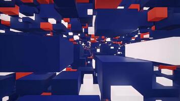 abstrakt 3d återges bakgrund med blå vit och röd kuber för modern design och teknologi begrepp video