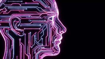 ai circuit planche visage futur technologie la robotique cybernétique tête et machine apprentissage concept video