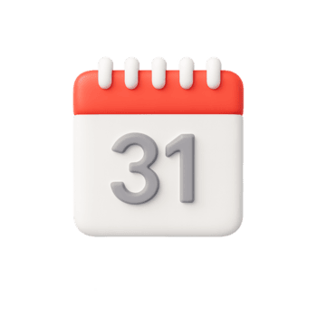 3d rendere calendario icona con Data 31 ,moderno minimalista design per evento pianificazione, Scadenza promemoria, e importante date png