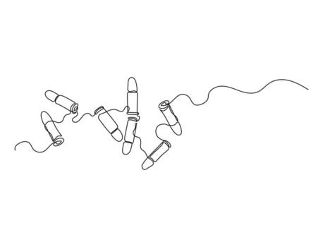 Single Line Drawing of Multiple Bullets. Abstract Weapon and Military Icon Design vector