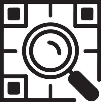 Search icon box magnifying glass grid lookup find data vector