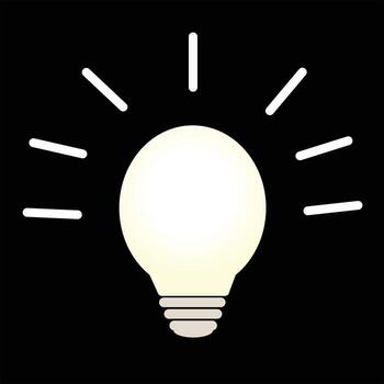 White light bulb gradient color starting point idea and concept black background vector