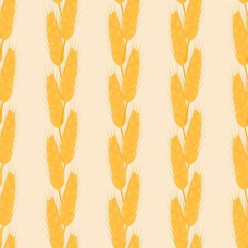 Orange seamless pattern of wheat ears arranged in braids on a pastel orange background vector