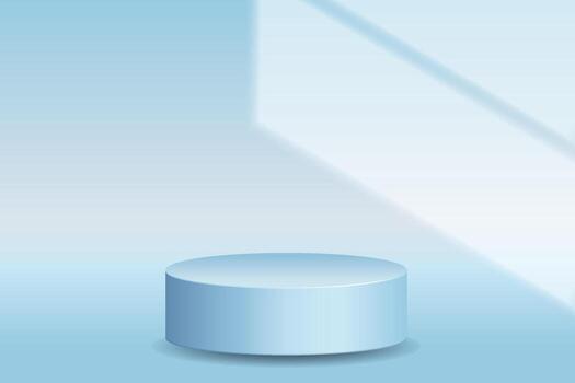 Futuristic 3D Blue Podium with light window shadow on backgound, Perfect for Technology Concept, Product Display, Mockup, Showroom Showcase, and Modern Design Scene vector