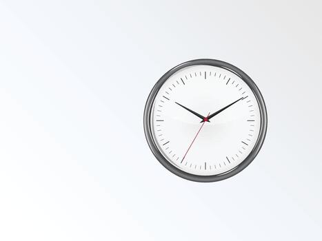 Clock with silver metal frame, simple wall clock, abstract design vector