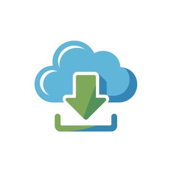 Cloud download icon symbol for file storage and data transfer concept graphic design vector