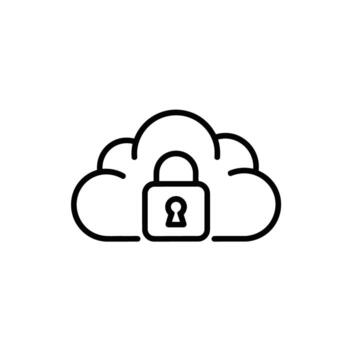 Cloud data security solution with padlock for online privacy and protection vector