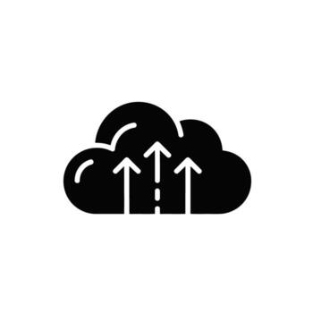 negro nube con flechas señalando arriba datos transferir y informática tecnología diseño vector