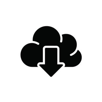 Cloud Download Icon Representing Data Transfer and Digital Storage Technology System Connection vector