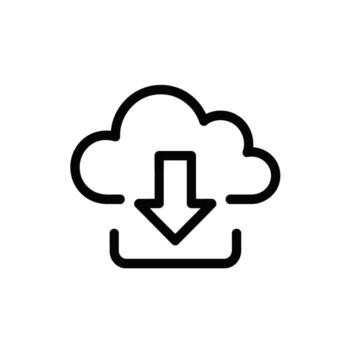 Cloud download icon illustration for file sharing and data transfer in simple style vector