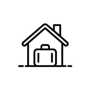 Work from home and travel concept featuring home and suitcase simple icon design vector