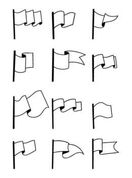 Outline Waving Flags Doodles set. Isolated Hand Drawn Sketch. illustration. Not AI vector