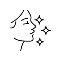 Skin care icon. Simple outline style. Beauty, face, glow, skincare, radiant, woman, anti, health, makeup, facial, clear, shine, clinic concept. Thin line symbol. Isolated design vector