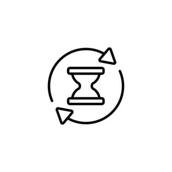 Anti aging hourglass icon. Simple outline style. Standby waiting slow time, age, wait, long, process, fast, hourglass, sandglass, repeat concept. Thin line symbol. Isolated design vector