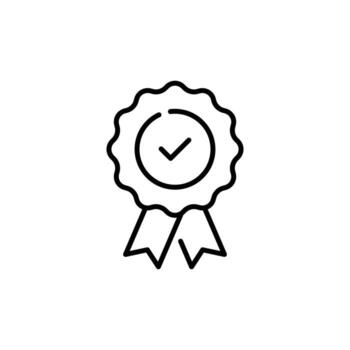 Checklist badge icon. Simple outline style. Certificate or certification approval, award, guarantee, first, check, label, achievement concept. Thin line symbol. Isolated design vector