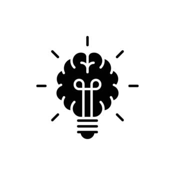 Brain light bulb icon. Simple solid style. Knowledge, lightbulb, think, technology, power, lamp, idea, bright, creative, innovation concept. Silhouette, glyph symbol. Isolated design vector