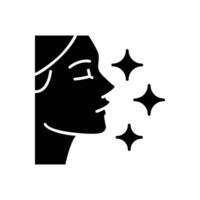 Skin care icon. Simple solid style. Beauty, face, glow, skincare, radiant, woman, anti, health, makeup, facial, clear, shine, clinic concept. Silhouette, glyph symbol. Isolated design vector