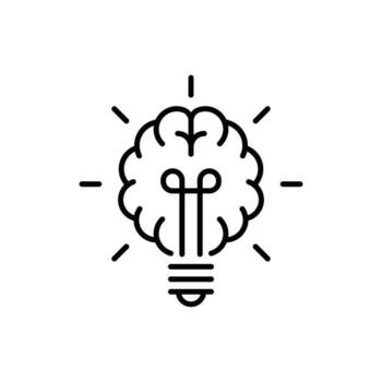Brain light bulb icon. Simple outline style. Knowledge, lightbulb, think, technology, power, lamp, idea, bright, creative, innovation concept. Thin line symbol. Isolated design vector