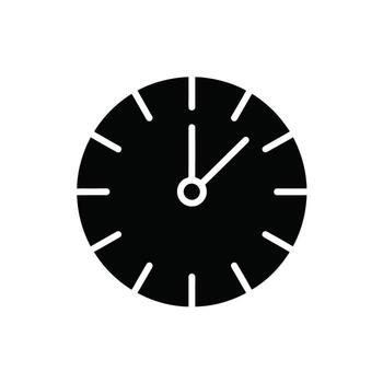 Clock icon showing eleven o five in black and white design element vector