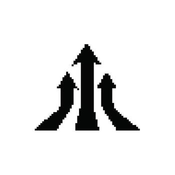 Pixelated arrows pointing upwards representing growth progress and unified direction in business strategy vector