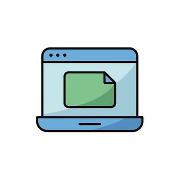 Laptop computer graphic with document icon in screen for software technology concept vector