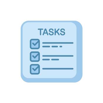 Blue tasks list icon with check marks symbolizing project management and organization vector