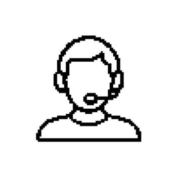 Pixelated Customer Support Representative with Headset Illustration for Online Assistance Concepts vector