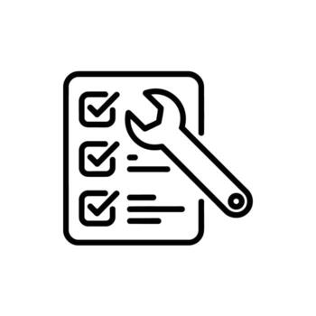 Maintenance checklist with wrench icon representing tasks and completed actions for repair services vector