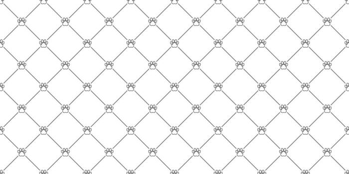 Seamless pattern with simple paw print line art vector