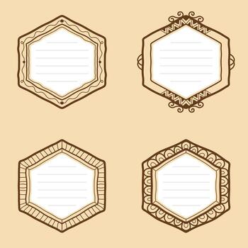 Four decorative hexagonal frames for labels vector