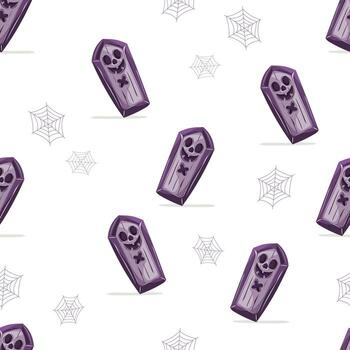 sin costura Víspera de Todos los Santos modelo con ataúdes y telarañas vector