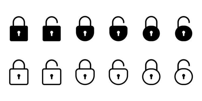 Lock icon collection. Open and closed padlock. Locked and unlocked symbols. Security icon. vector