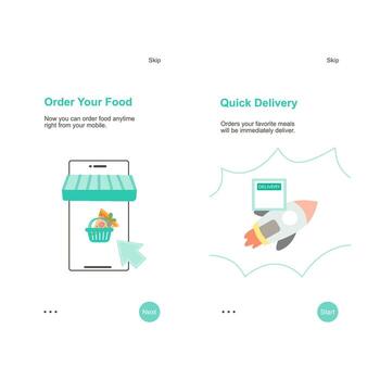 Food Delivery Mobile App UI with Online Order and Quick Service Illustration vector