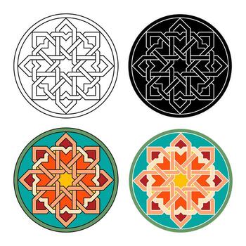 Geometric Islamic Pattern. Islamic basic texture in various outline, background, and colors. vector