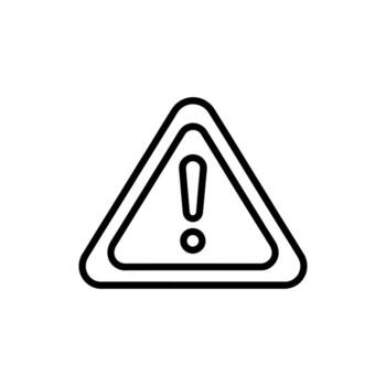 Outline style of a triangular warning sign with an exclamation point on white background vector