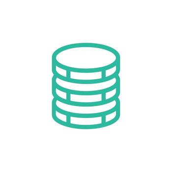Isolated teal database icon with three levels on a white background illustration vector