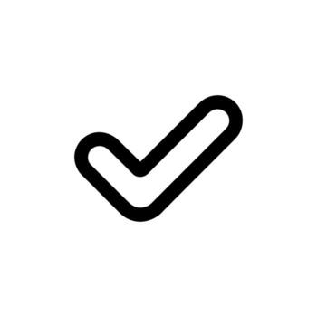 Black check mark icon with rounded corners isolated on a white background vector