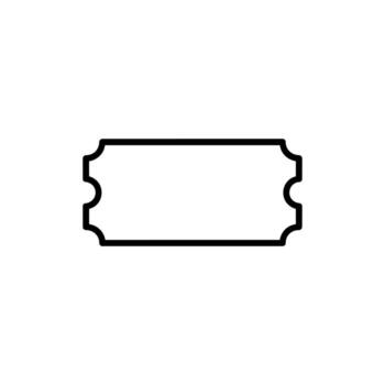 Black outline of a ticket icon on white background for design element needs vector