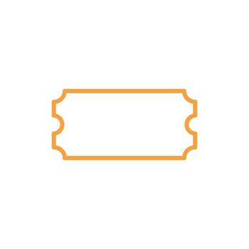 Orange ticket icon with curved edges on a white background, minimal design vector